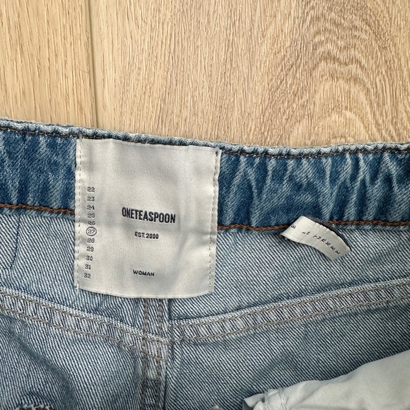 One Teaspoon Distressed Blue Jean Shorts - Picture 3 of 3